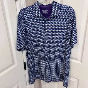 Ben Sherman Sport performance polo shirt  Bauhaus geo tech pattern Men’s L  NWOT